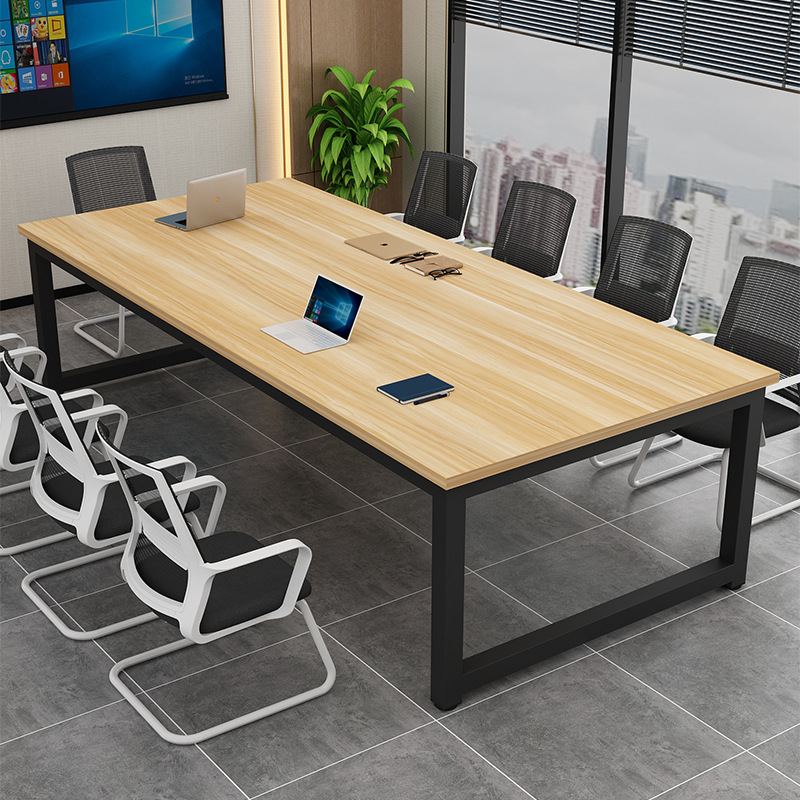 White Conference Table, Long Rectangular Office Desk and Chair Set, Simple Staff Training Computer Desk, Workbench, Large Table
