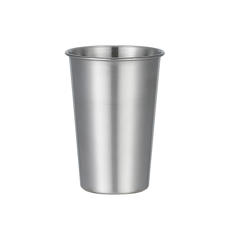 Cross-Border 304 Stainless Steel Beer Cup Large Capacity Single-Layer Water Cup Rolled Edge Wine Cup Milk Tea Coffee Cup Mouth Cup Logo