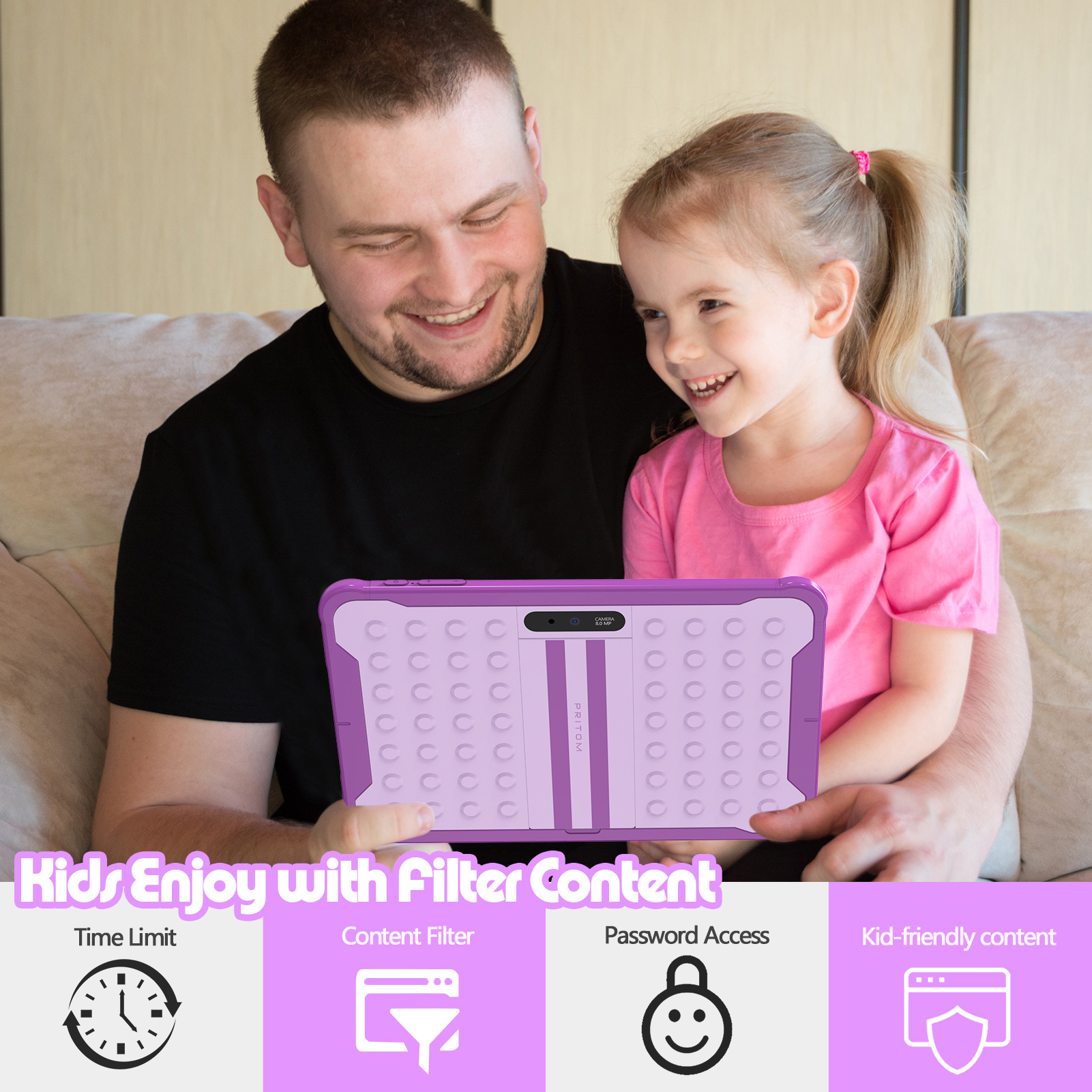 10.1-inch children's tablet computer with integrated anti-fall protective sleeve parents control support cross-border foreign trade