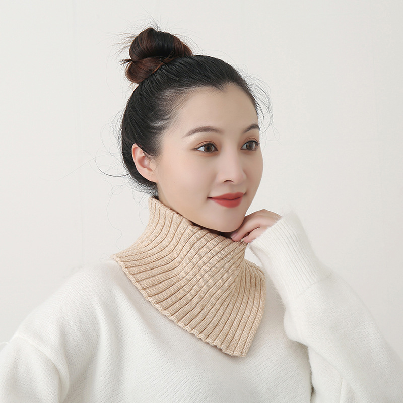 Autumn and Winter New Knitted Neck Sleeve Korean-style All-match Solid Color Warm Neck Protection Elastic Knitted Fake Neck Wool Neck High Neck
