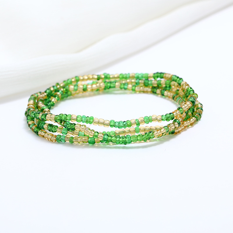 European and American Cross-border Jewelry Amazon Supply Double-layer Color Bead Waist Chain Summer Hot Beach Bikini Jewelry