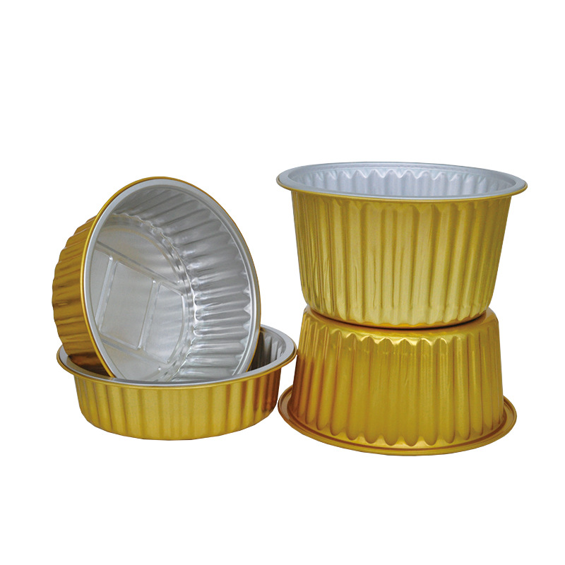 Disposable take-out packing box aluminum foil tin carton hot pot prefabricated dishes Air Fryer oven bowl golden round