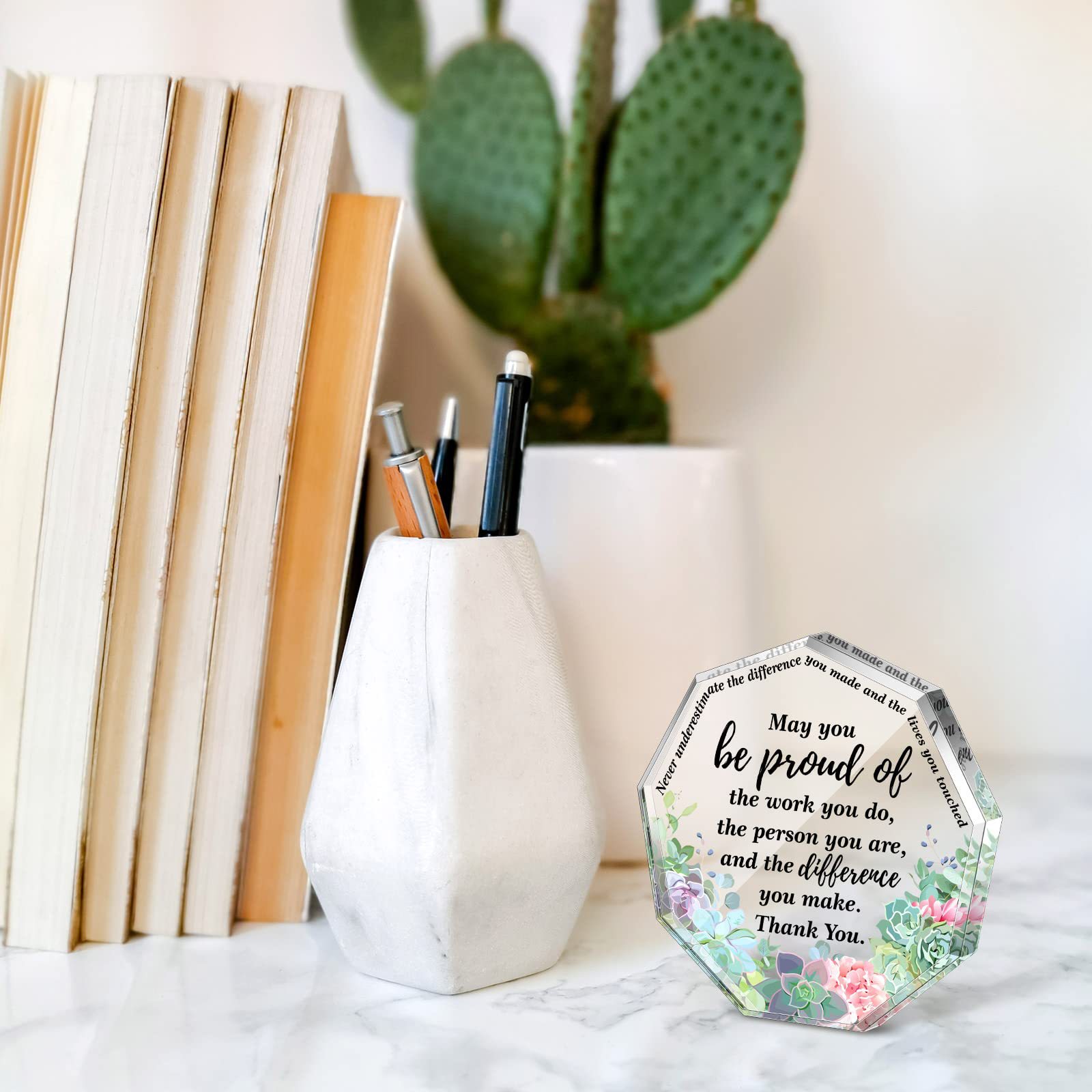 Acrylic Ornament Heart-Shaped Ladies Colleague Farewell Appreciation Gift Teacher Souvenir Decoration Tv Cabinet