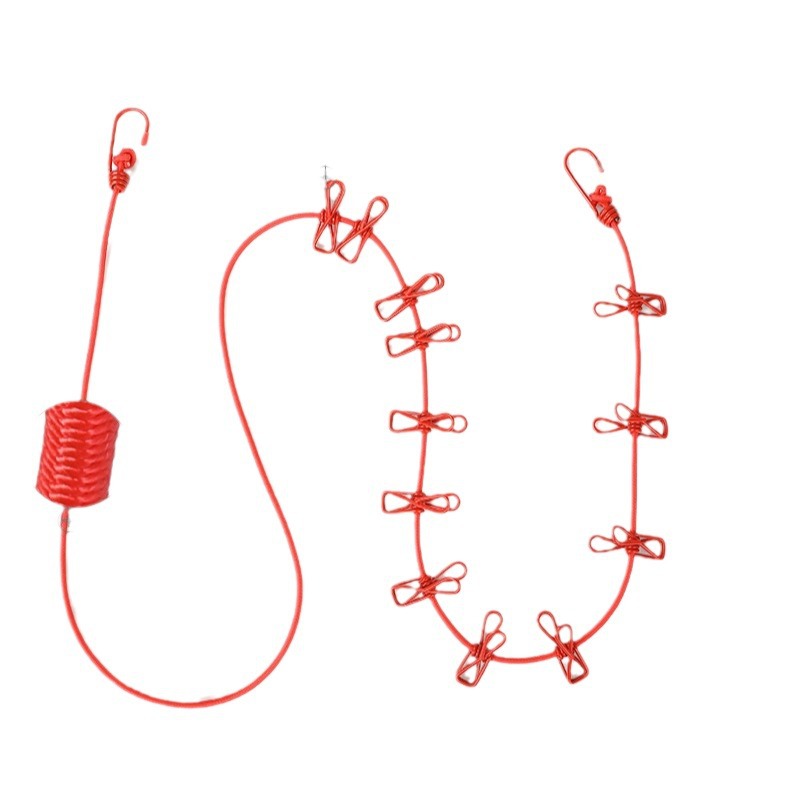 12-Clip Invisible Clothesline, Indoor No-Drill Installation, Outdoor Travel, Hotel Portable Drying Tool, Retractable Clothesline