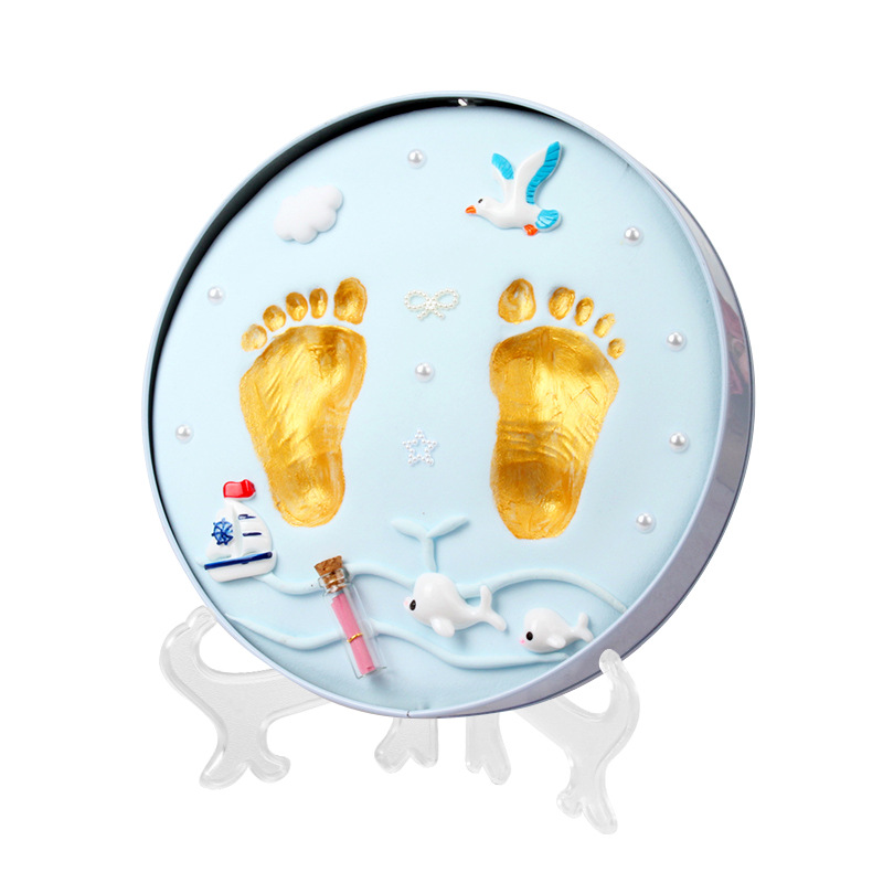 Newborn Hand and Foot Print Mud Fetal Hair Souvenir DIY Baby Hand and Foot Print 100 Days Full Moon One Year Gift Wholesale