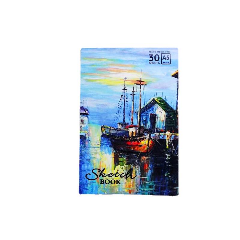 Cross-border sketching sketch graffiti sketch book hand-drawn copy student art color pencil tear glue picture book