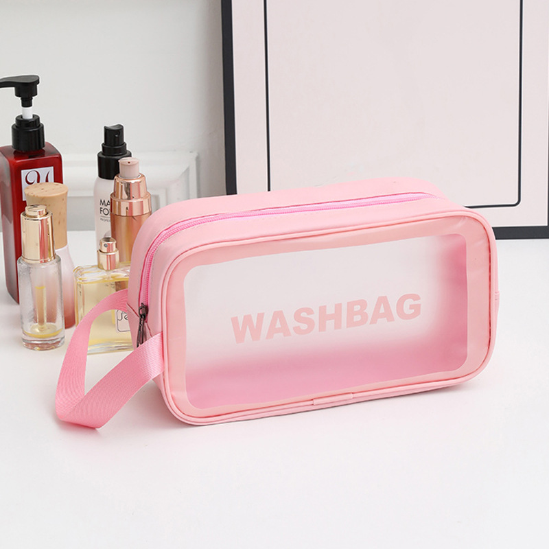 Casual Satchel Storage Box Dry and Wet Separation Transparent Toiletry Bag Pu Waterproof Frosted Cosmetic Bag Cosmetics Storage Bag