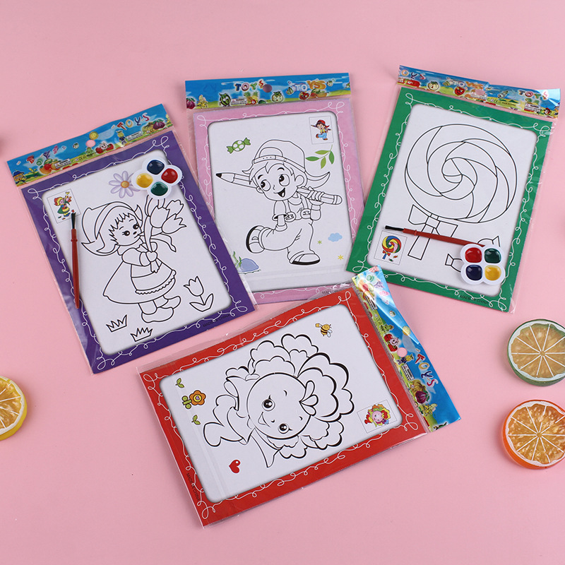 Children watercolor painting graffiti large painting paper tape gouache paint painting set diy handmade kindergarten painting gift