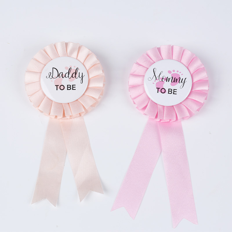 Cross-border supply mom to be footprints mother-to-be birthday party tinplate corsage