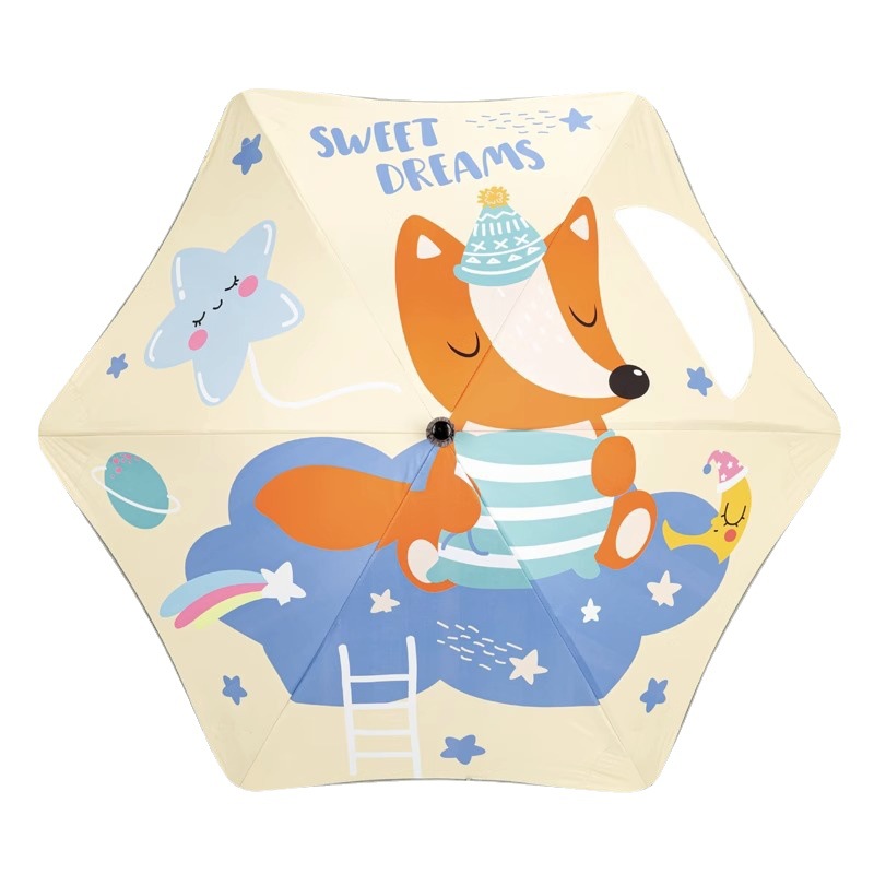 Safe Rounded Rounded Umbrella for Children Girls Boys Primary School Children's Straight Rod Curved Long Handle Umbrella Sunny Umbrella Dual-Use