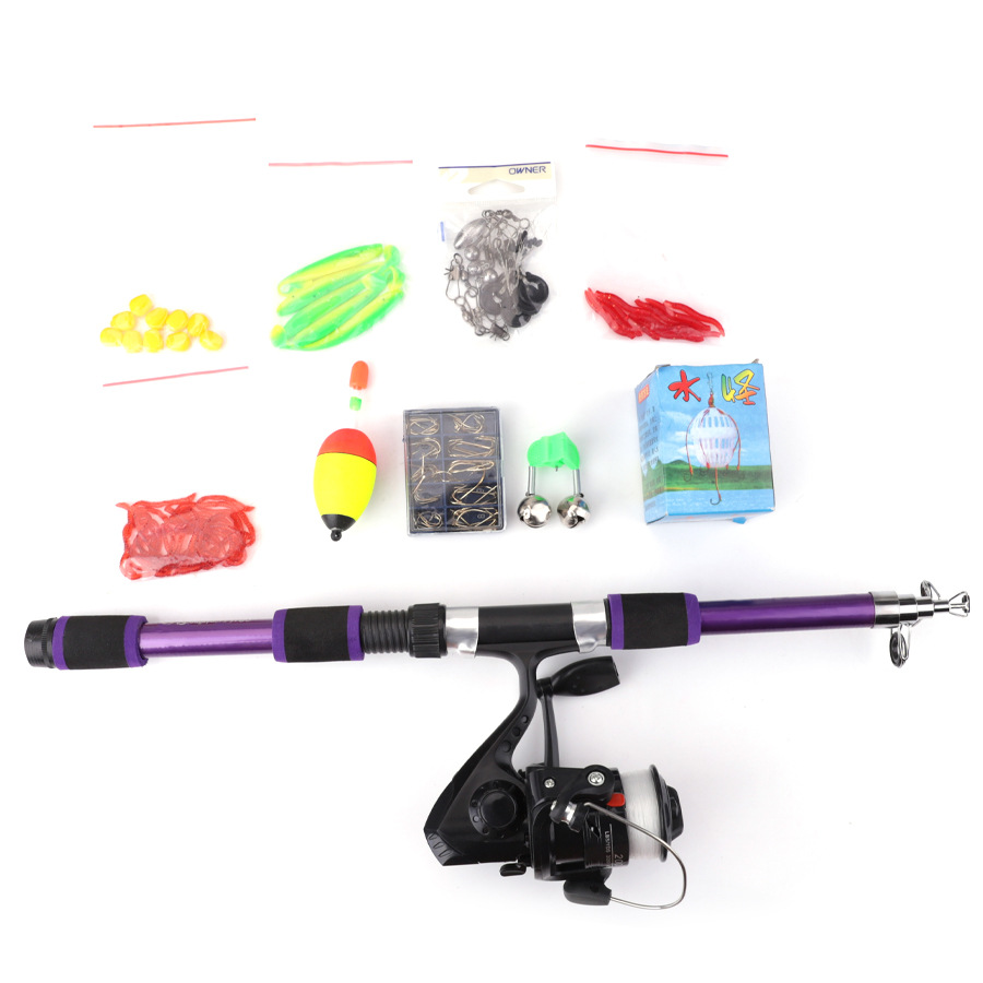 Ftk Sea Fishing Rod Set 55-Piece Set 1.8m Telescopic Lure Portable Set Beginner Combo Soft Bait Carp Fishing