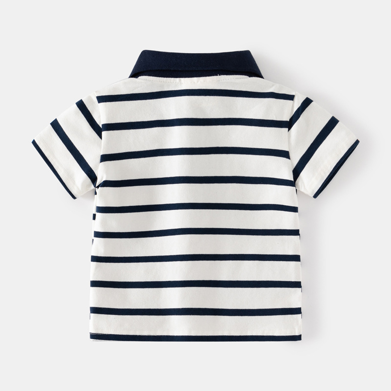Children's Striped Polo Shirt 2026 New Summer Korean Style Kids' Clothing Boys' Short-Sleeve T-Shirt Baby Half-Sleeve Top Trendy