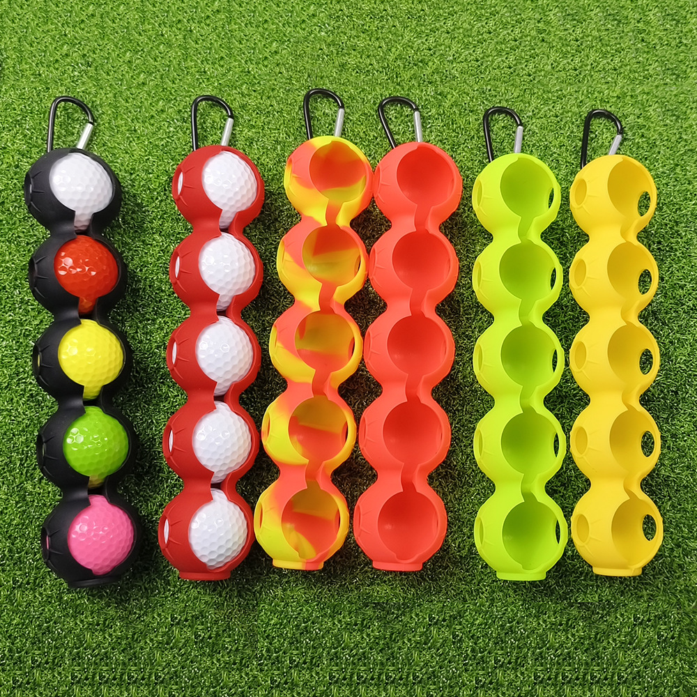 Golf silicone ball set 5 balls environmental protection silicone protective cover golf five ball cover storage ball clip