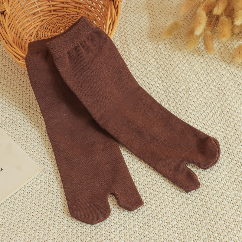 Two-Toe Socks Japanese Clog Socks Candy Foot Socks Two-Toe Split Toe Mid-Calf Socks Unisex Cotton Solid Color Socks Cotton Socks