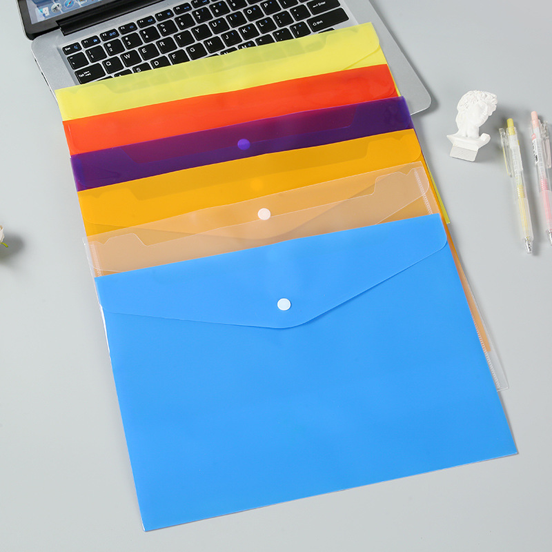 Ready-Made Snap File Bag A4 Transparent Student Test Paper Document Bag Pp Tutoring Storage File Bag Custom Logo