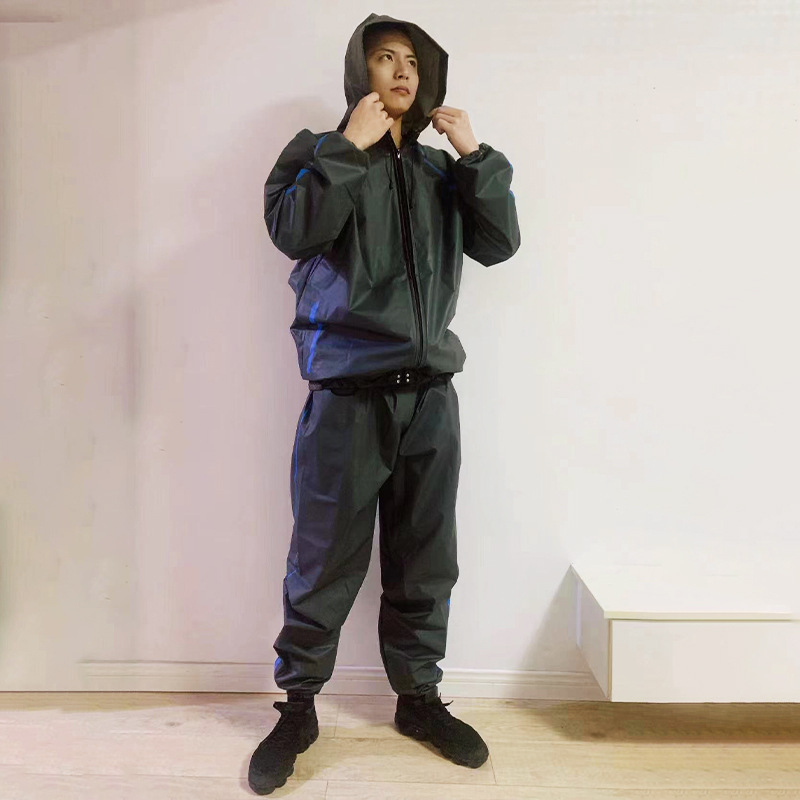 Ultra-light unisex hooded long-sleeved pvc eva sauna suit fitness body-shaping sweat-breaking suit slim-fit shaping suit