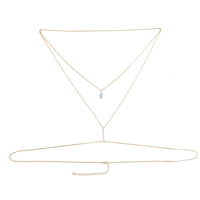European and American Cross-border Hot-selling Multi-layer Back Chain Necklace Accessories Sexy Backless Body Chain Pearl Pendant Back Chain for Women