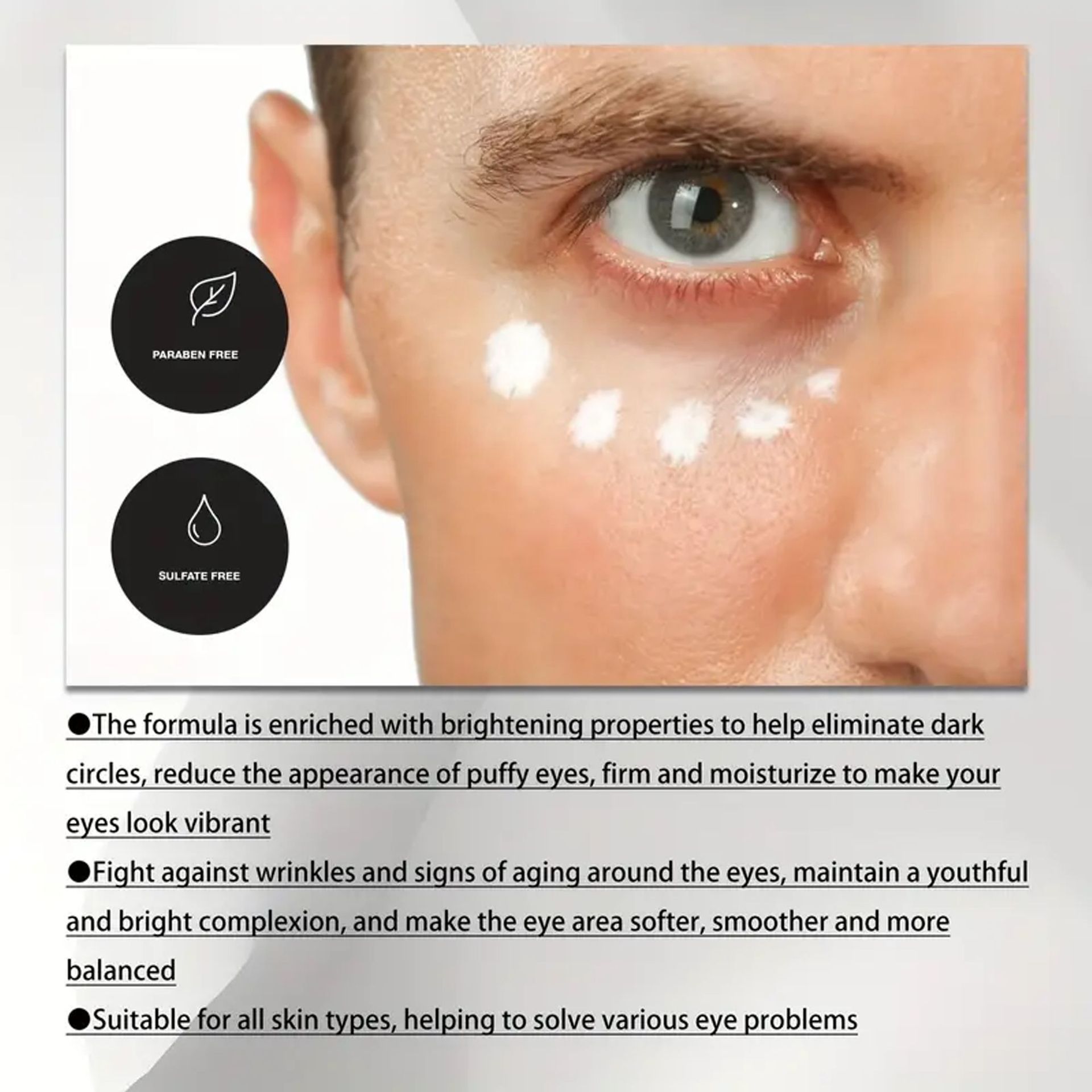 Men's anti-wrinkle eye cream firming fade dark circles improve eye wrinkles eye bags hydrating moisturizing eye cream in stock