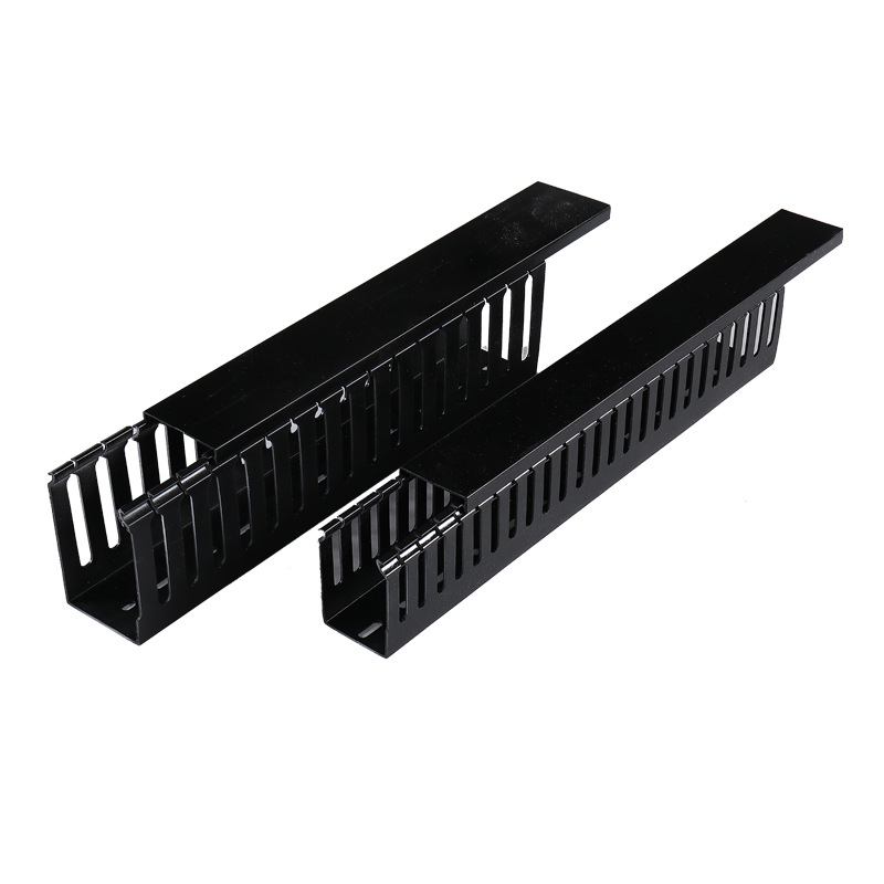 pvc black trunking flame retardant U-shaped industrial plastic Open-mounted trunking distribution gas box control cabinet trunking