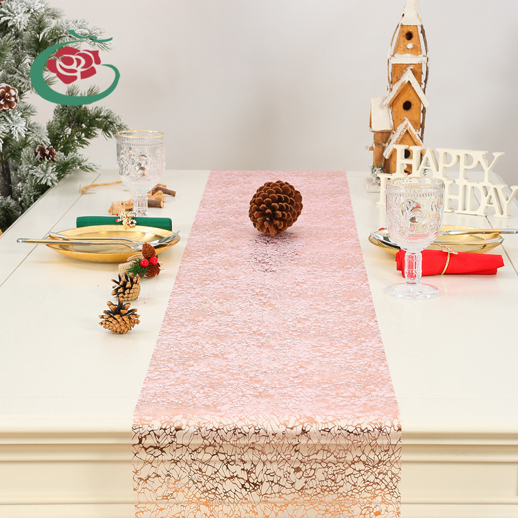 Gilding hot pink organza table runner wedding dress Hanfu fabric dinner party home decoration placemat