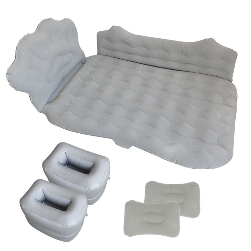 Cartoon Car Inflatable Bed Outdoor Travel Flocked Mattress Car Rear Seat Trunk Sleeping Pad Air Mattress Universal