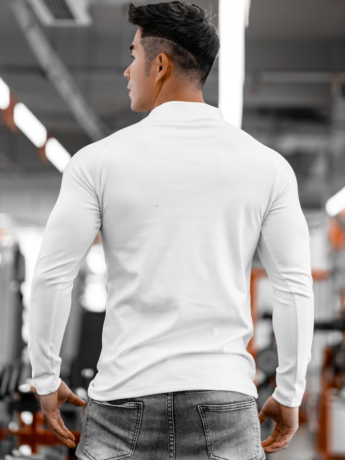 Muscle Autumn and Winter New Men's Sports Leisure Running Fitness Pure Color Pony Same Style Double-Sided German Velvet Raglan Long Sleeves