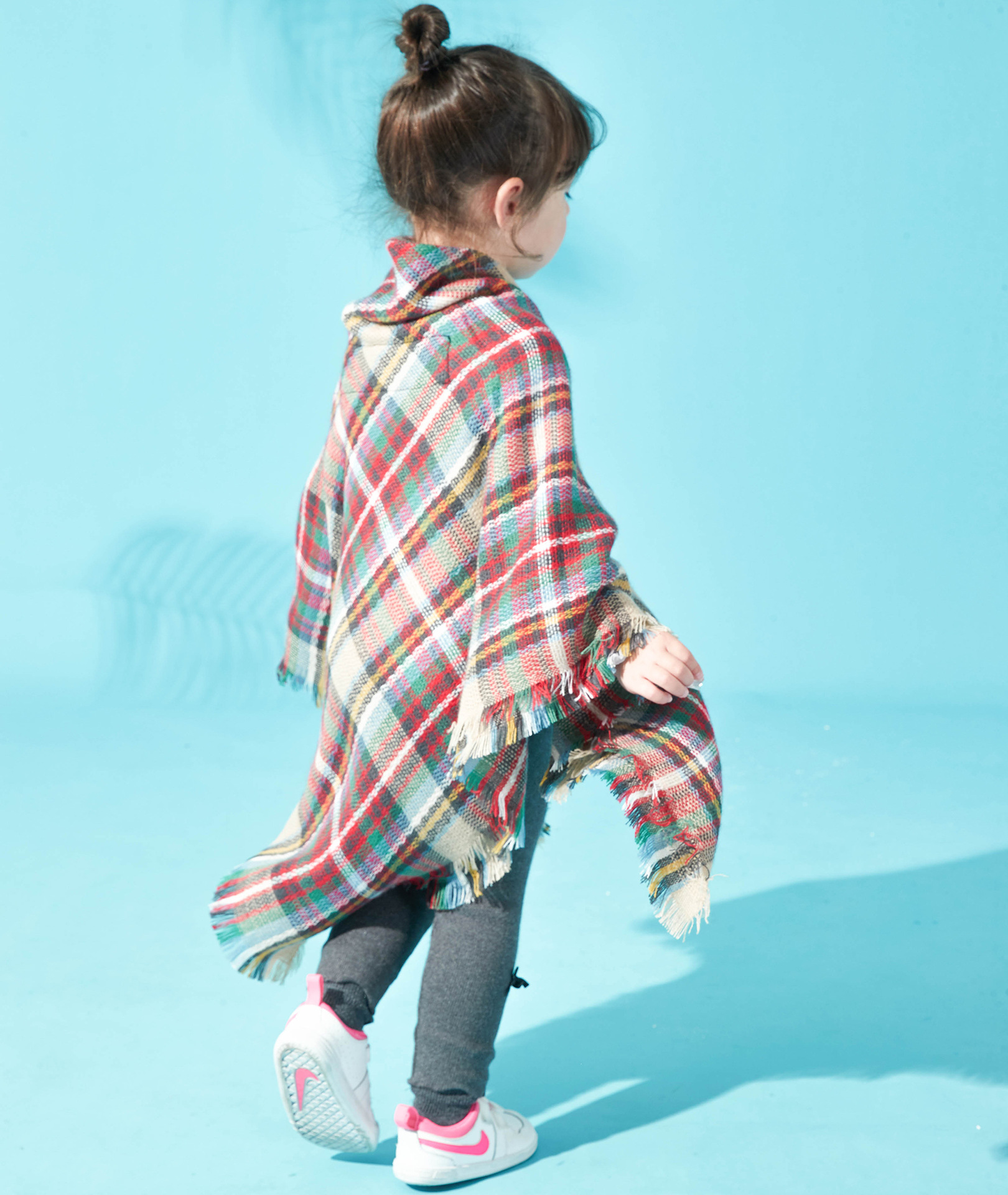 Directly Supplied from the Manufacturer, Amazon's Popular European and American Autumn and Winter New Style Parent-Child Children's Toggle Plaid Cape Shawl
