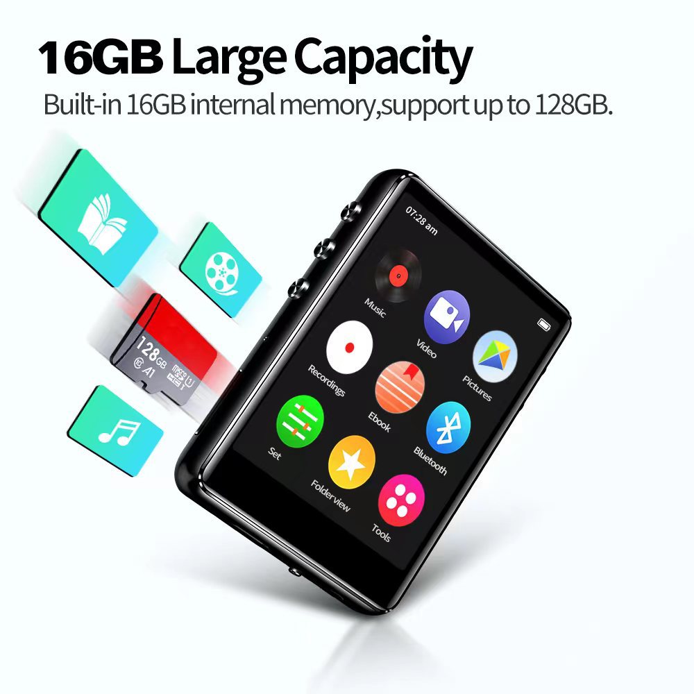 2.8-Inch 16g Full Screen Bluetooth External Mp3 Portable Music Player E-Book Metal Shell Mp4