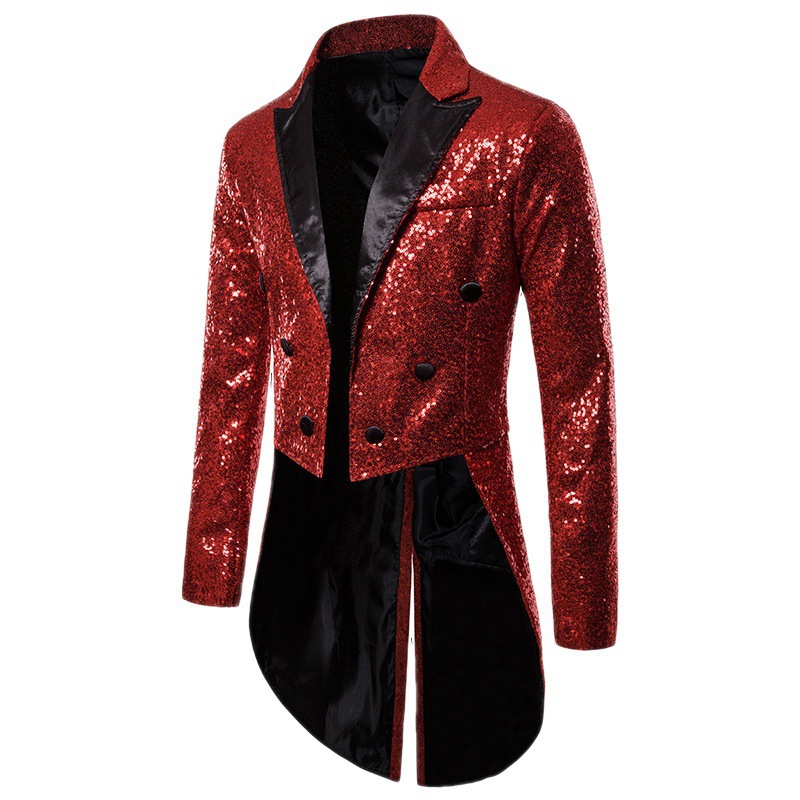 Amazon cross-border foreign trade men's suit tuxedo banquet nightclub performance sequins fashion design men's jacket