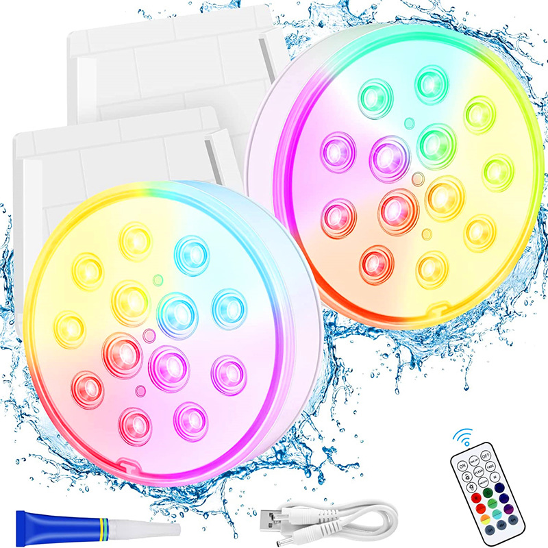 New usb charging waterproof led 13 lamp rgb colorful color changing RF remote control diving lamp timing swimming pool underwater lamp