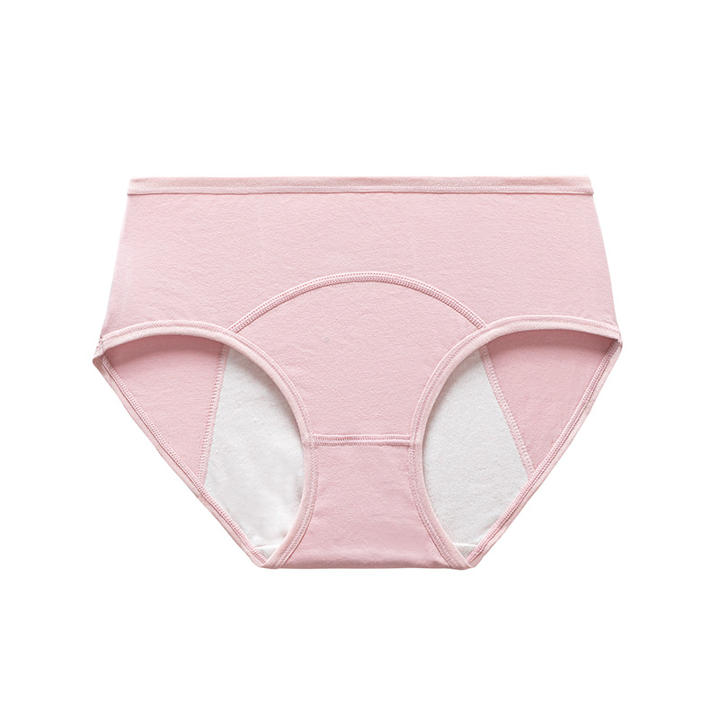 40~90kg Women's Mid-Waist Large Size Pure Cotton Menstrual Panties Women's Leak-Proof Plaid Breathable Briefs before and after Menstruation