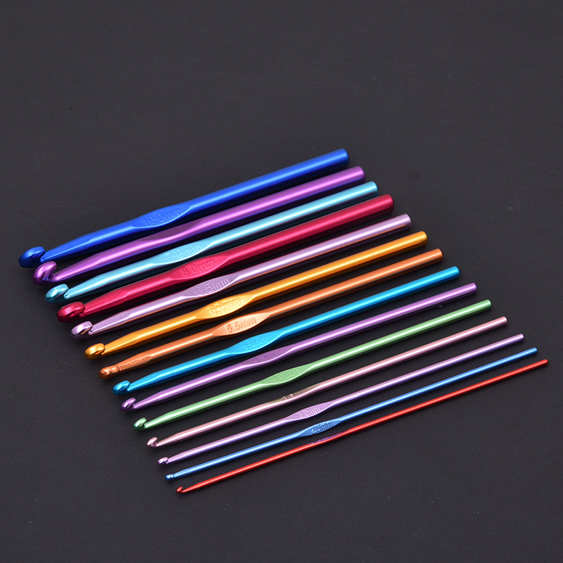 Factory color alumina single head knitting crochet DIY weaving tool crochet set wholesale hook sweater needle