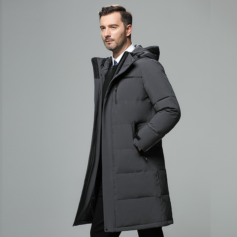 2025 New Middle-Aged and Elderly Dad Winter Clothing Men's down Jacket Long Over-The-Knee Thickeneded Large Size Men's Export Winter Clothing