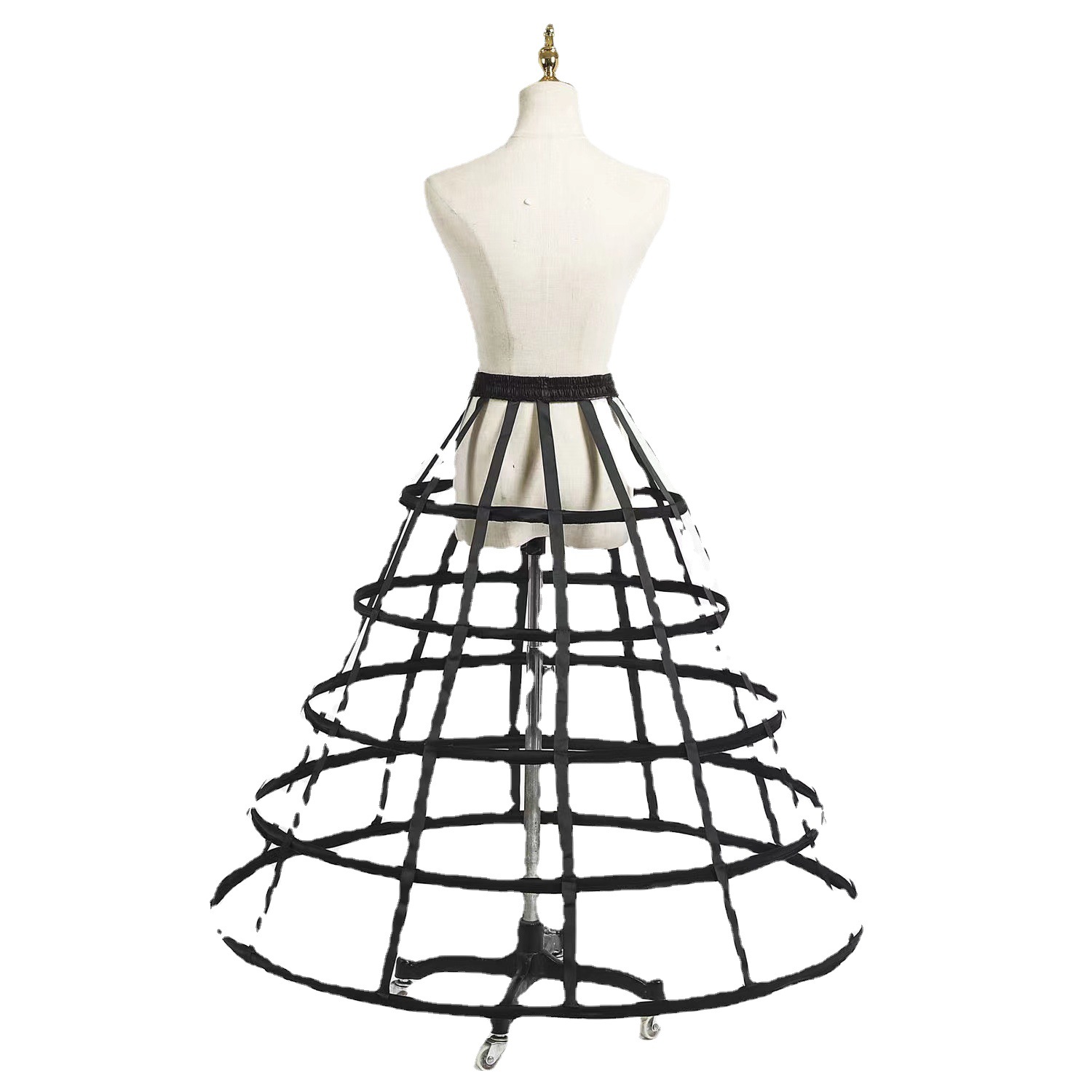 Hollow Bird Cage Skirt with Fish Bones, Two, Three, Four, Five Steel Black and White Cosplay Violent Lolita See-Through Petticoat