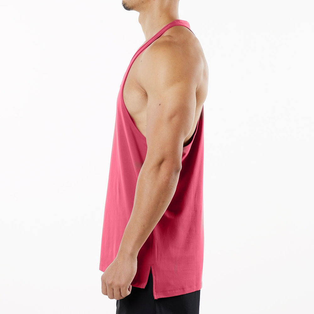 New Muscle Fitness Round Neck Vest Cotton Men's Sports and Leisure European and American Large Size Breathable Slit Racer Vest Summer
