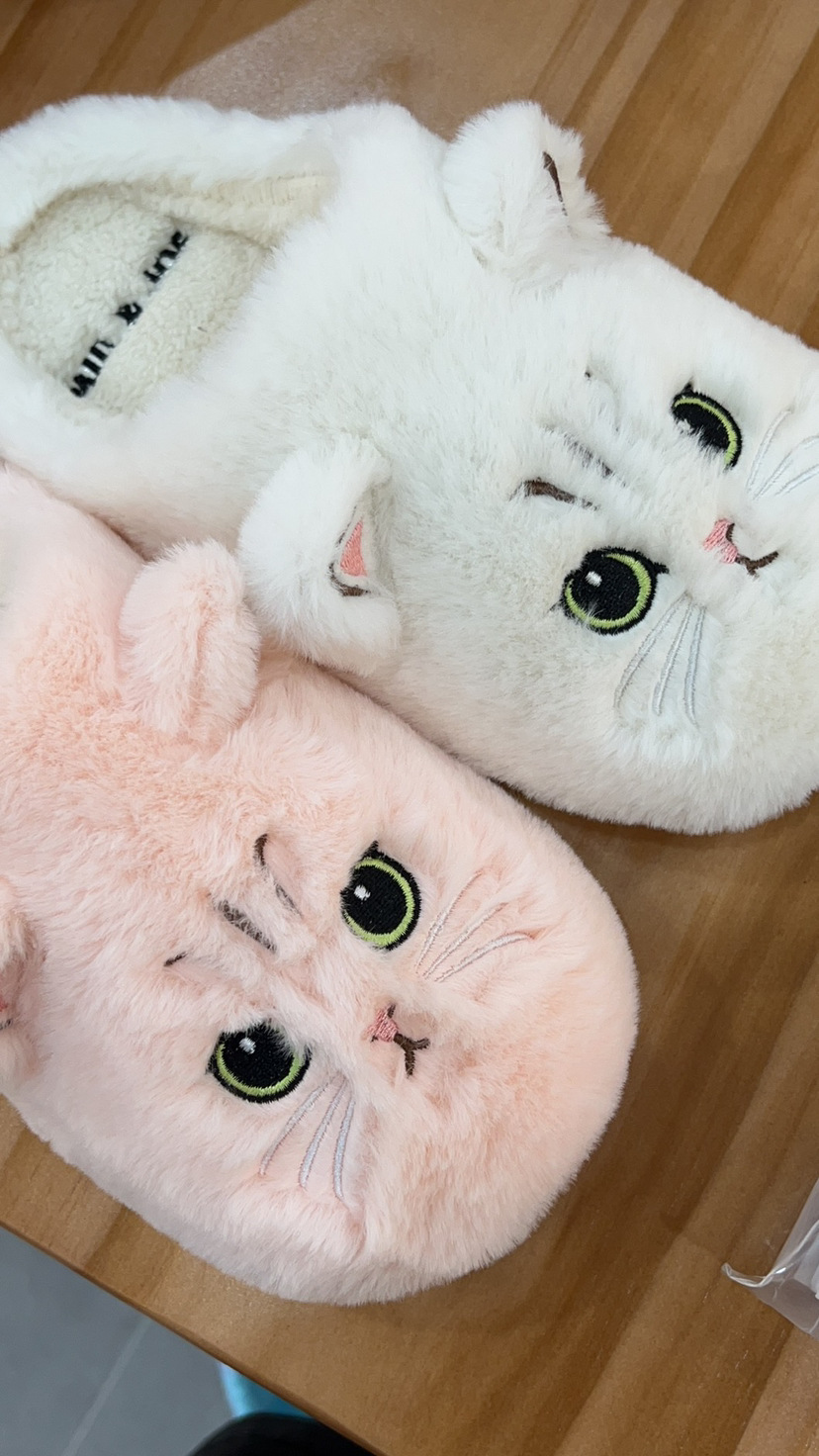 New autumn and winter cotton slippers men and women couple cartoon kitten indoor plush slippers home warm