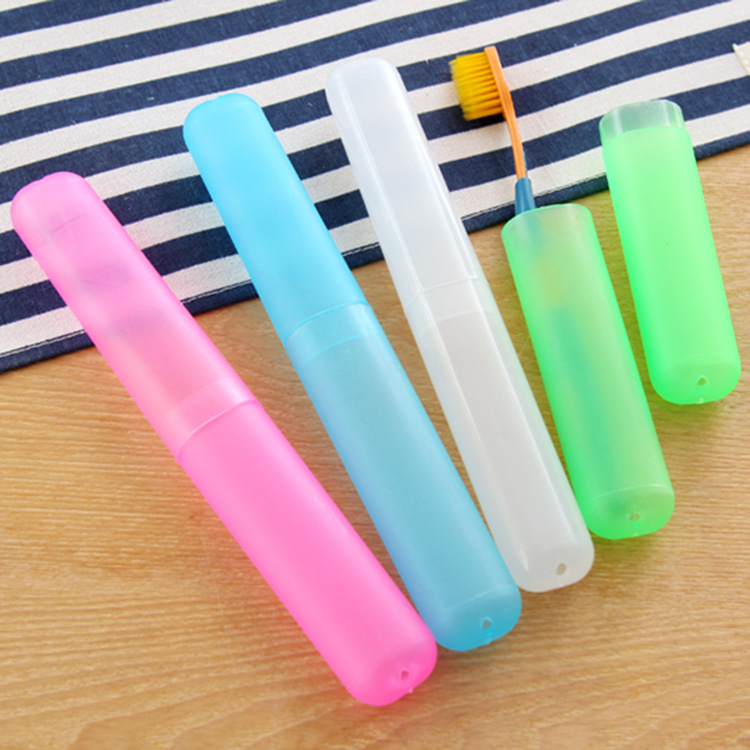 Travel portable toothbrush box colorful candy color transparent toothbrush barrel wheat straw toothbrush cup in stock wholesale