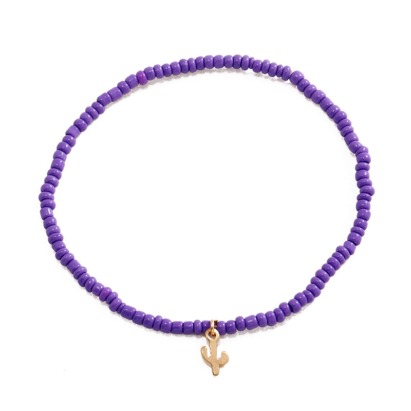 Europe and the United States cross-border summer hot selling colored glass rice beads beach elastic anklet star moon pendant cherry anklet