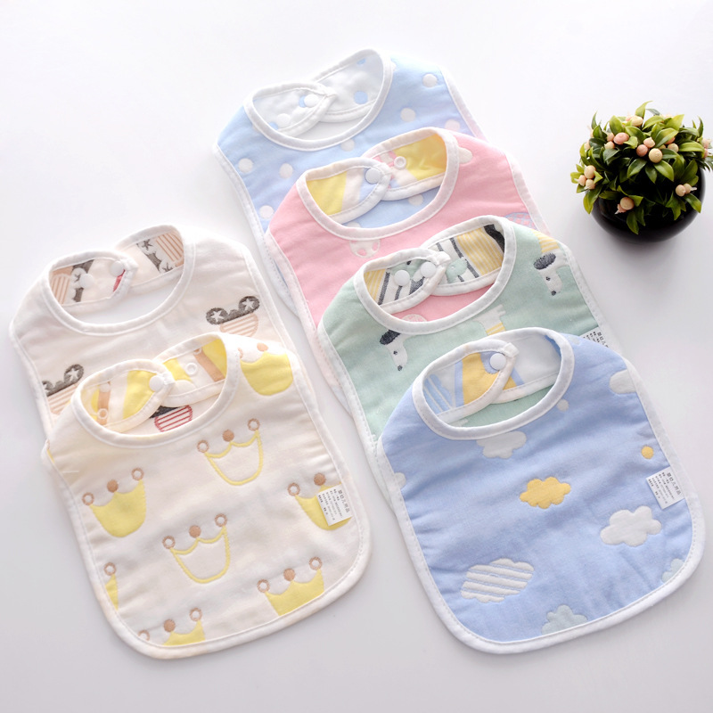 Infant Bibs Made of Pure Cotton Gauze Jacquard U-Shaped Baby Anti-Red Chin Bibs for 0-1 Year Old Babies and Newborns