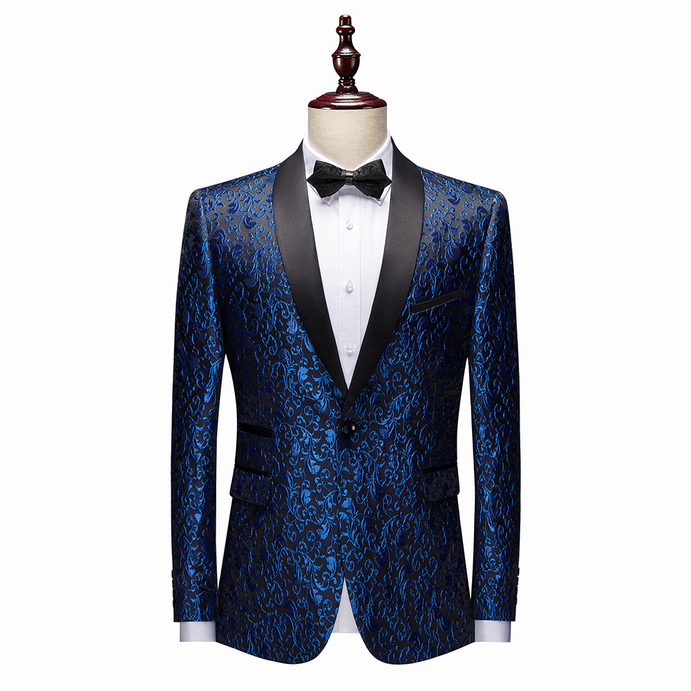 Cross-Border Suit Clothing Factory Men's Jacquard Suit Suit Men's Formal Fashion Business Dress Stage Performance 5 Colors
