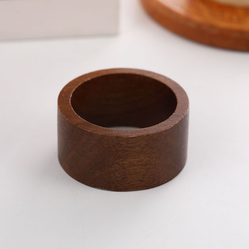 Simple Solid Color Wooden Napkin Rings, Table Napkin Holders, Restaurant Napkin Rings Wholesale, Cross-Border Wholesale, In-Stock Shipping