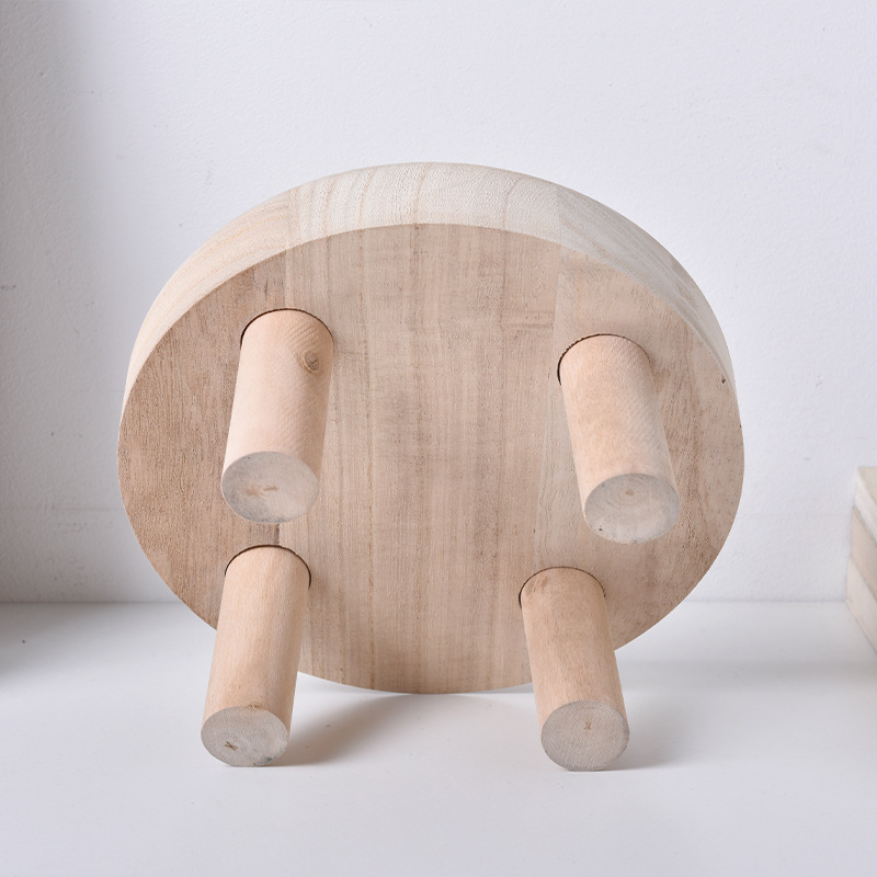 Wooden Small Round Stool Household Entrance Shoe Changing Stool Children's Study Learning Small Low Stool Balcony Flower Pot Rack Round Stool