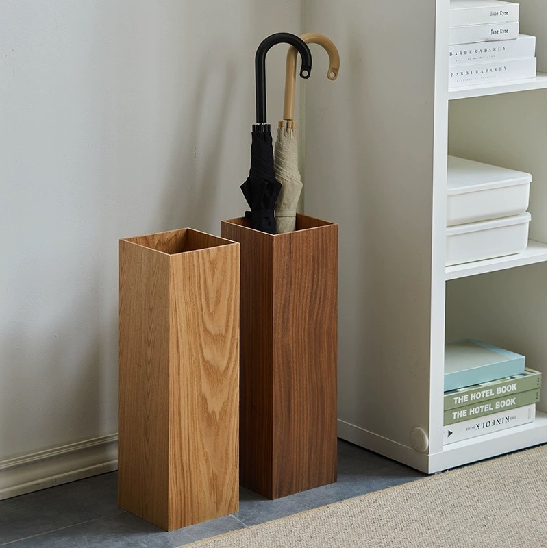 Nordic Japanese Retro Wooden Umbrella Stand Hotel Living Room Simple Home Personalized Creative Umbrella Storage Bucket