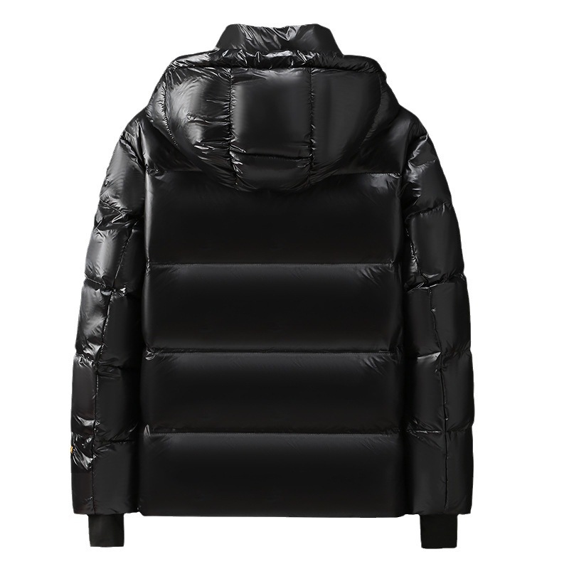 Black Gold Short Hooded down Jacket for Men and Women, Thickeneded and Warm, Men's Couple Jacket, Winter Outdoor Bread Jacket