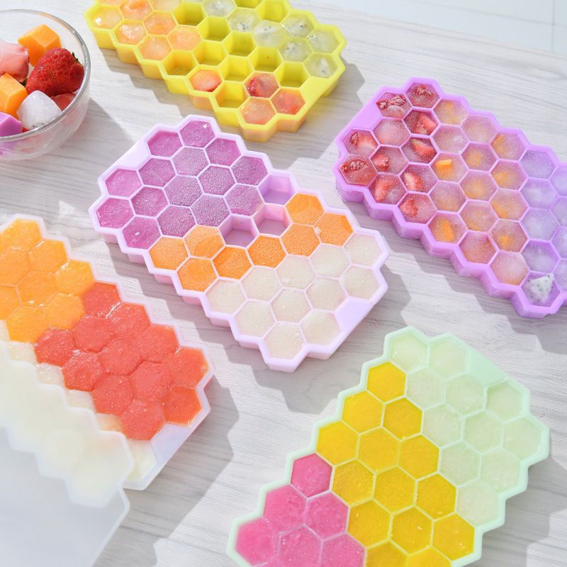 Homemade Model 37 Grids Honeycomb Ice Tray Pure Silicone Food Grade Honeycomb Ice Cream Box Baby Food Box Household Ice Box