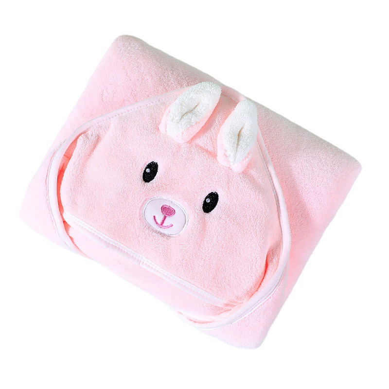 Foreign Trade Coral Fleece Children's Bath Towel Newborn Swaddle Hooded Cloak Children's Wrap Bath Towel with Hood