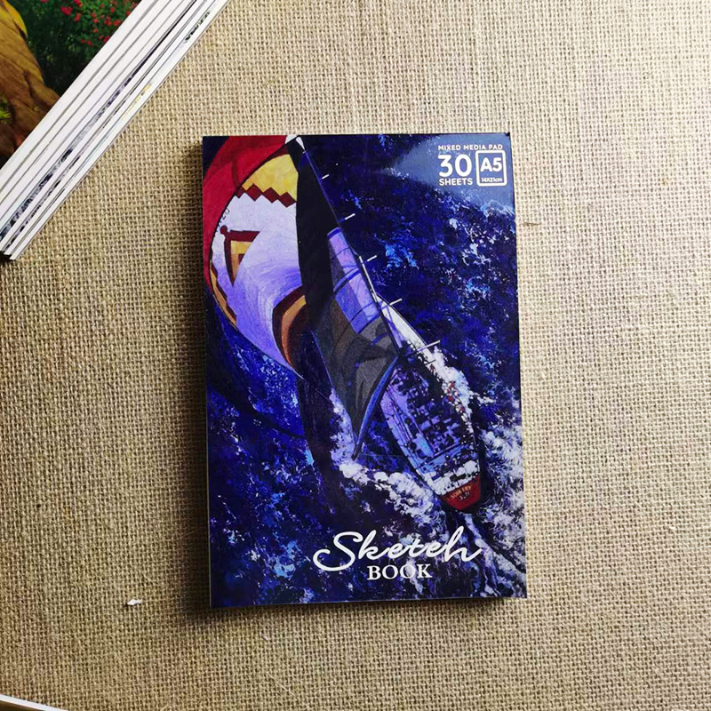 Cross-border sketching sketch graffiti sketch book hand-drawn copy student art color pencil tear glue picture book