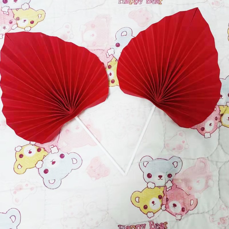 Fan cake decoration flag plug-in peach-shaped folding fan Net red Golden romantic purple leaf card ins dessert table