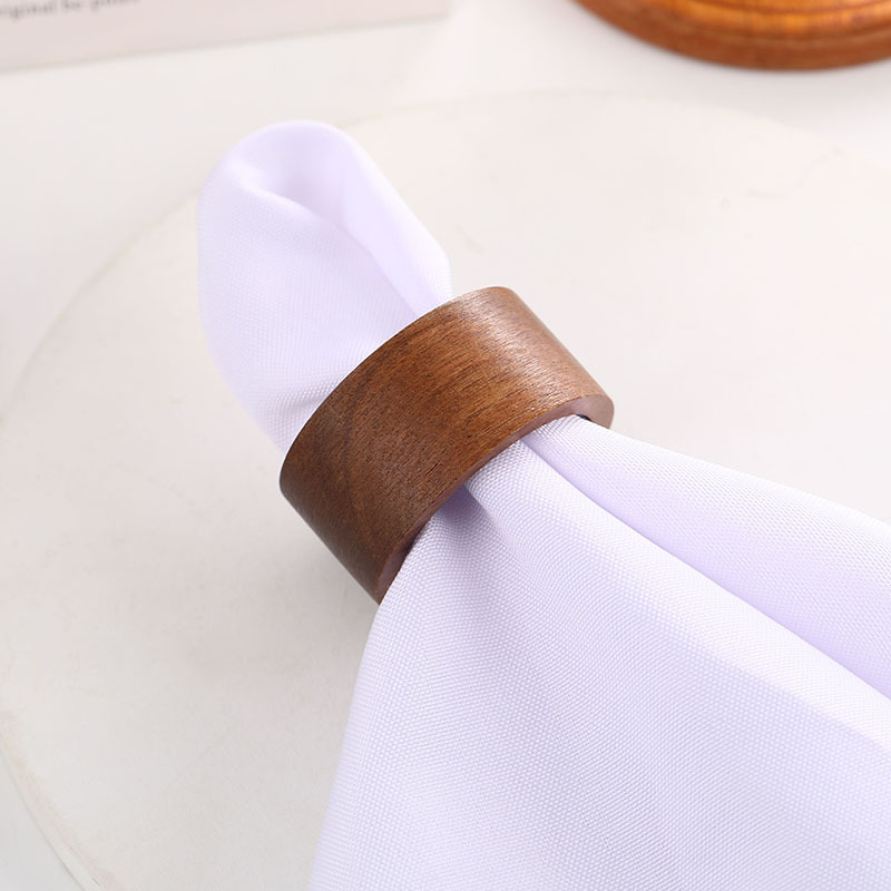 Simple Solid Color Wooden Napkin Rings, Table Napkin Holders, Restaurant Napkin Rings Wholesale, Cross-Border Wholesale, In-Stock Shipping