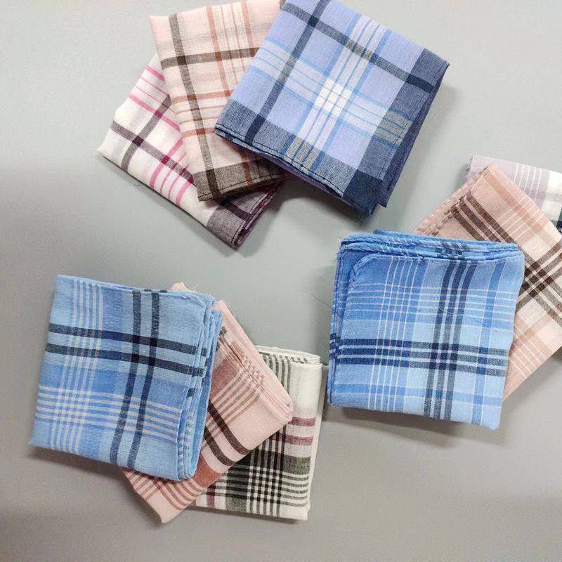 Vintage plaid polyester cotton handkerchief men's and women's universal handkerchief 70's memory